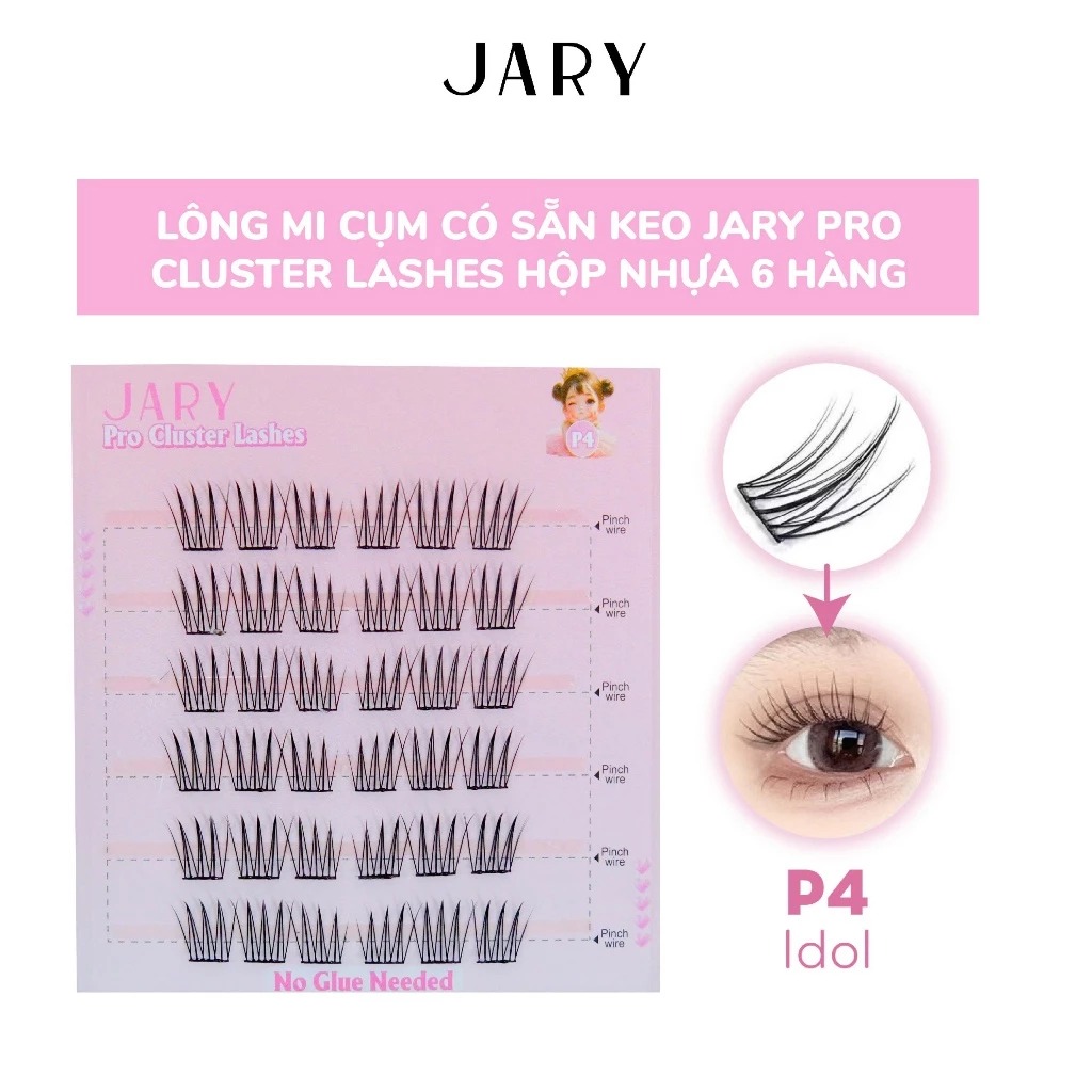 Lông Mi Cụm Có Sẵn Keo Jary Pro Cluster Lashes - Hộp Nhựa 6 Hàng (Không vỏ giấy)