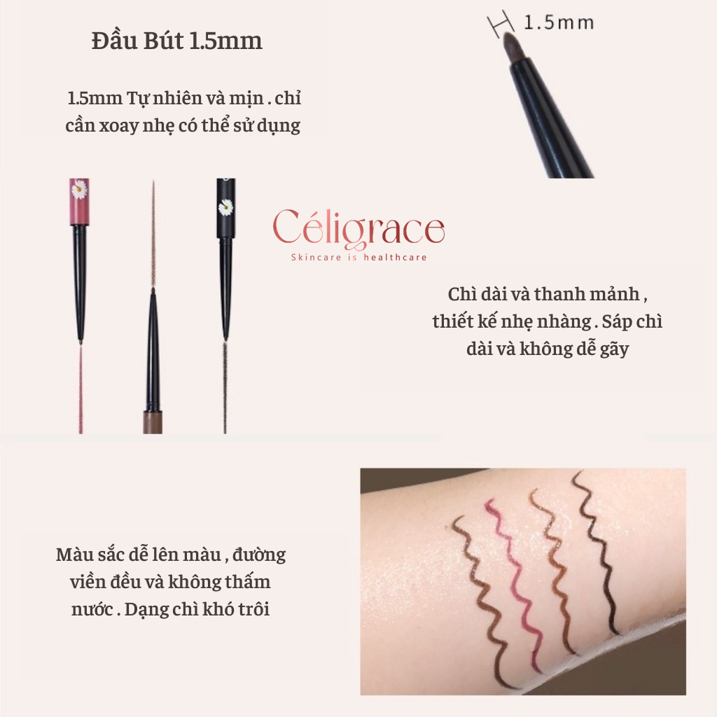 Chì Kẻ Mắt Gogo Tales Hoa Cúc Sắc Mảnh Lâu Trôi Waterproof Crayon Eyeliner 0.1g