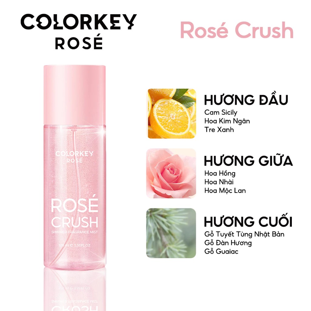 Xịt Thơm Toàn Thân Colorkey Rosé Shimmer Fragrance Mist 100ml