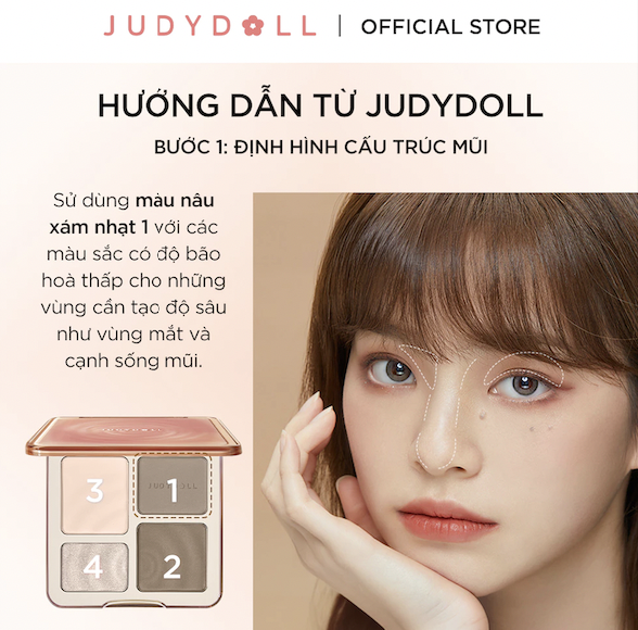 Bảng Phấn Bắt Sáng Và Tạo Khối 4 Ô JUDYDOLL Highlight & Contour Palette 9g
