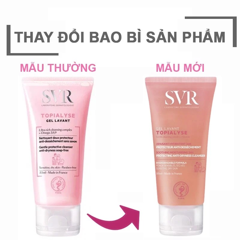 Gel Rửa Mặt SVR Không Xà Phòng Cho Da Khô, Nhạy Cảm Topialyse Gel Lavant (Hồng)