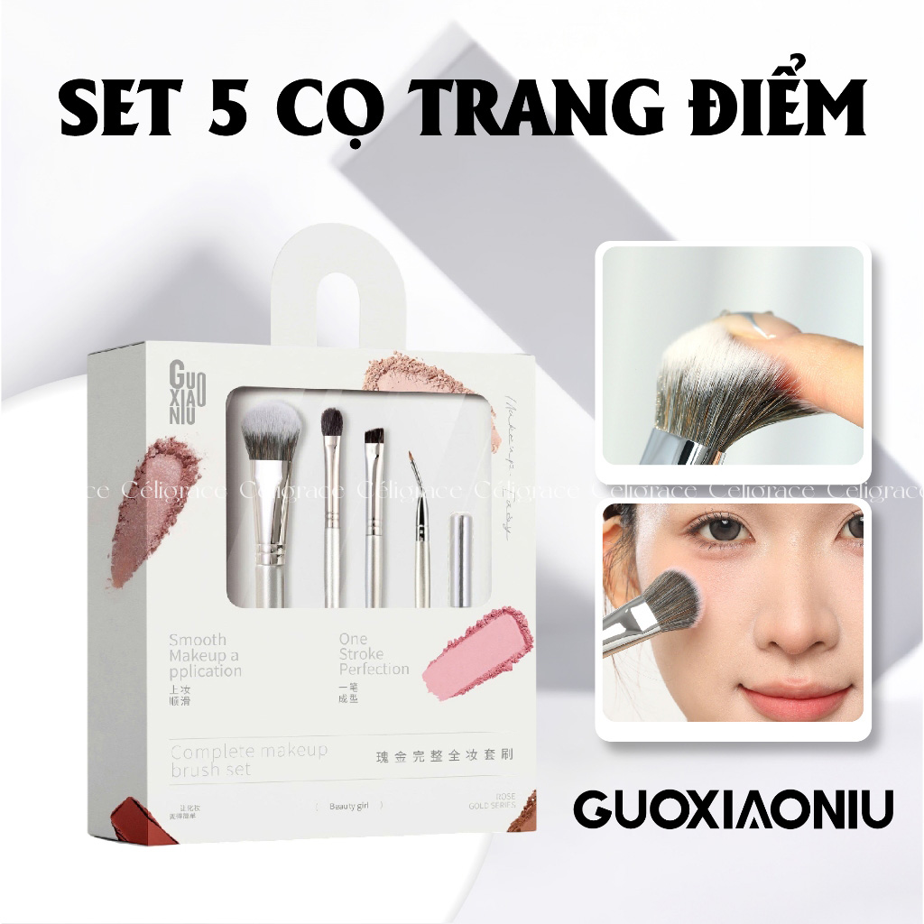 Bộ Cọ Cho Mắt & Má GUOXIAONIU Lông Siêu Mềm, Dễ Tạo Hiệu Ứng