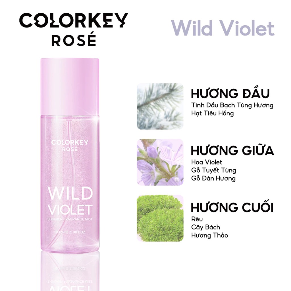 Xịt Thơm Toàn Thân Colorkey Rosé Shimmer Fragrance Mist 100ml