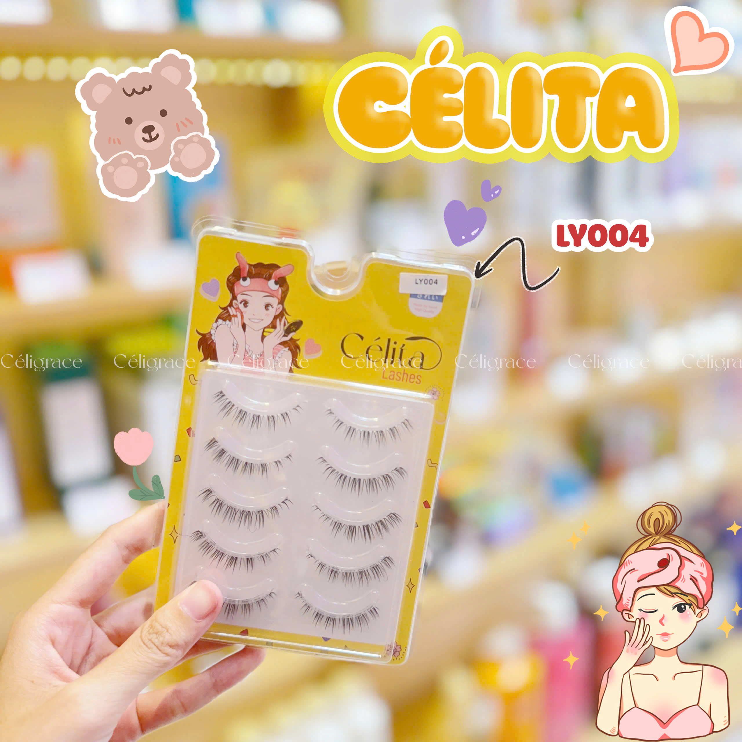[TẶNG 10 NHẪN ĐỰNG KEO] [MI TRÊN - 5 CẶP] Mi Giả CÉLITA Gân Trong Tự Nhiên & Mềm Mại