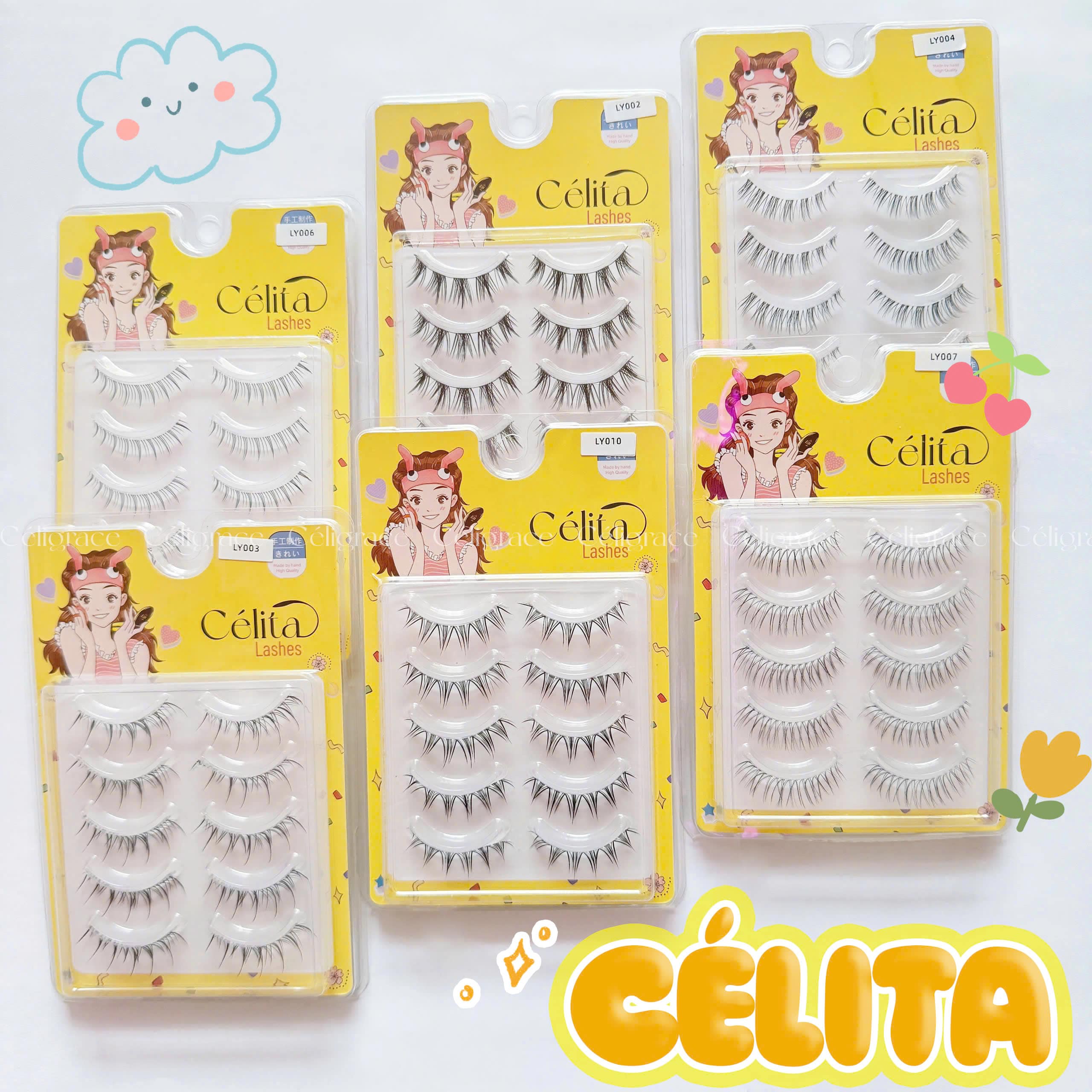[TẶNG 10 NHẪN ĐỰNG KEO] [MI TRÊN - 5 CẶP] Mi Giả CÉLITA Gân Trong Tự Nhiên & Mềm Mại