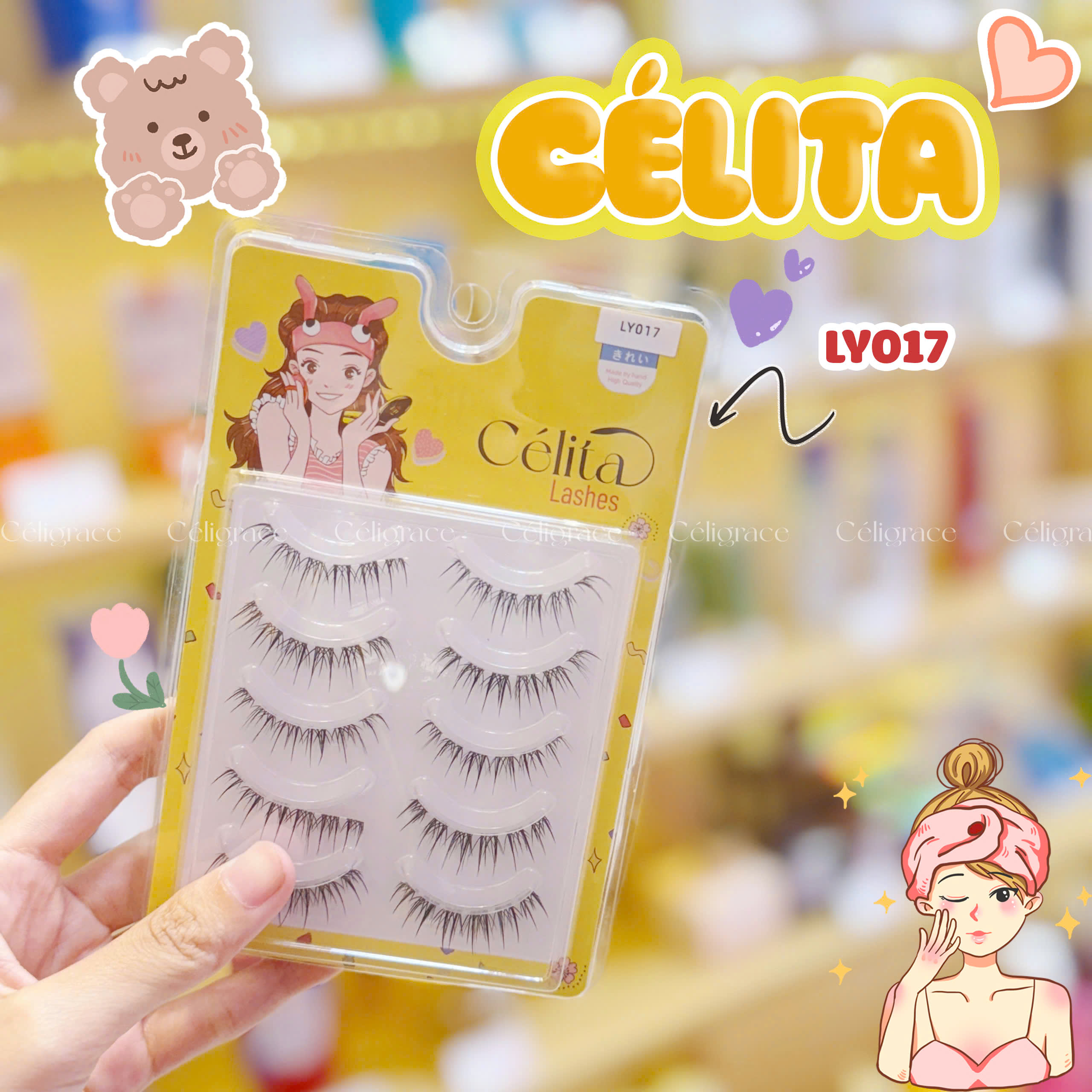 [TẶNG 10 NHẪN ĐỰNG KEO] [MI TRÊN - 5 CẶP] Mi Giả CÉLITA Gân Trong Tự Nhiên & Mềm Mại