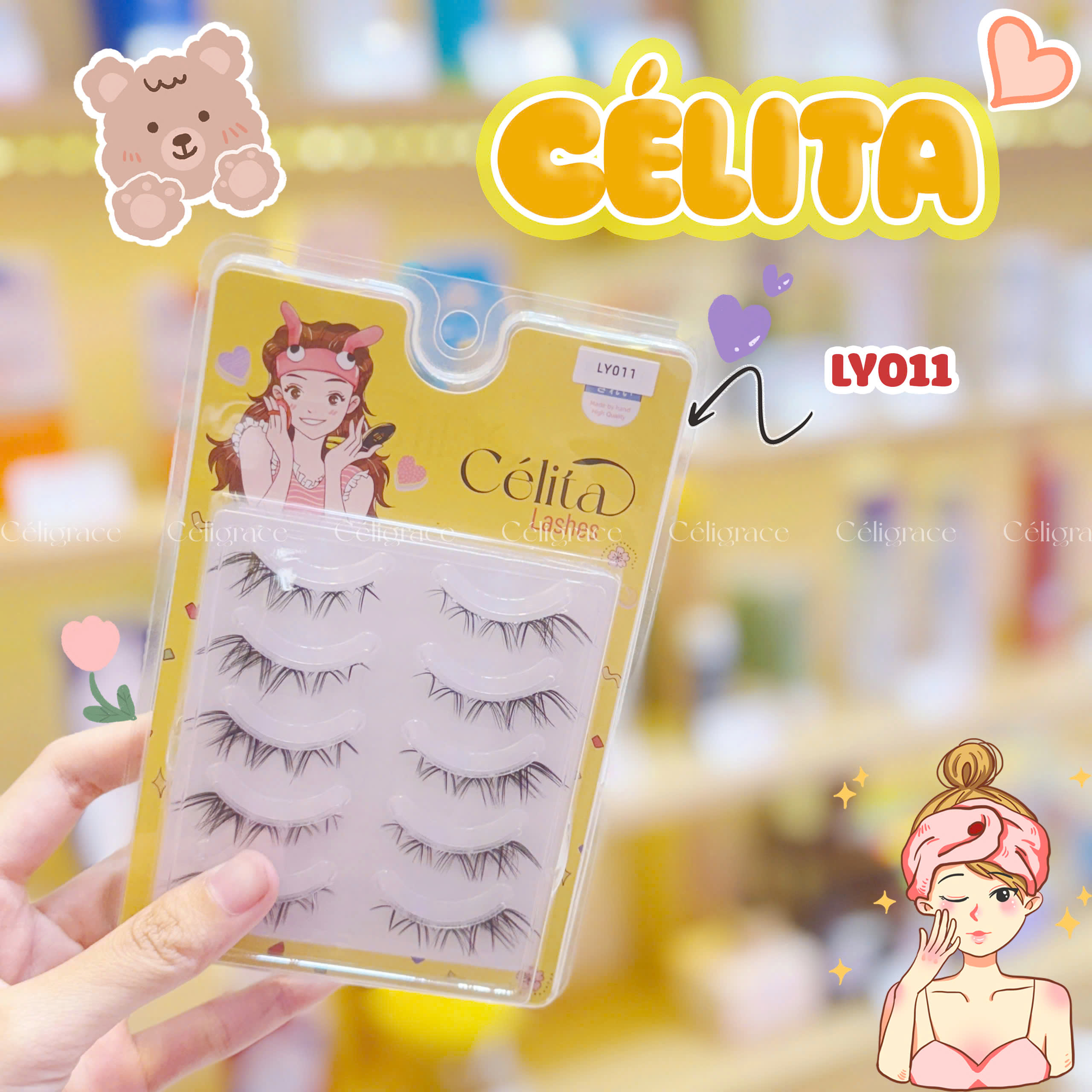 [TẶNG 10 NHẪN ĐỰNG KEO] [MI TRÊN - 5 CẶP] Mi Giả CÉLITA Gân Trong Tự Nhiên & Mềm Mại