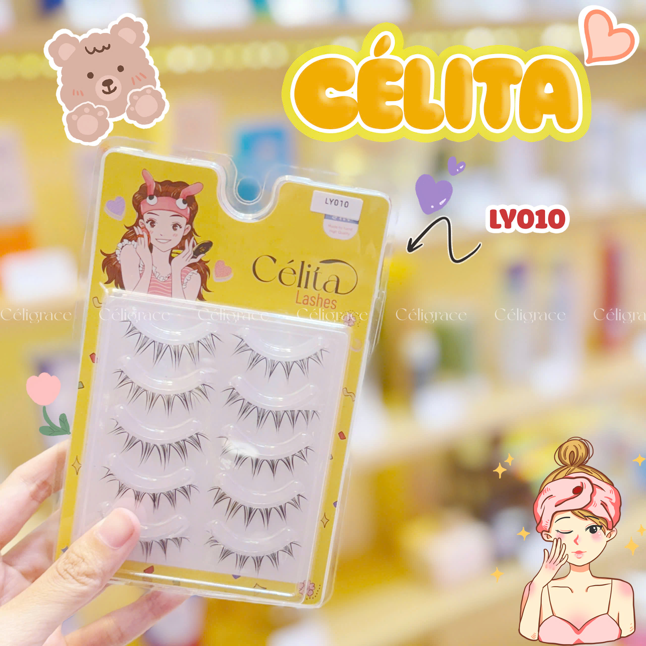 [TẶNG 10 NHẪN ĐỰNG KEO] [MI TRÊN - 5 CẶP] Mi Giả CÉLITA Gân Trong Tự Nhiên & Mềm Mại