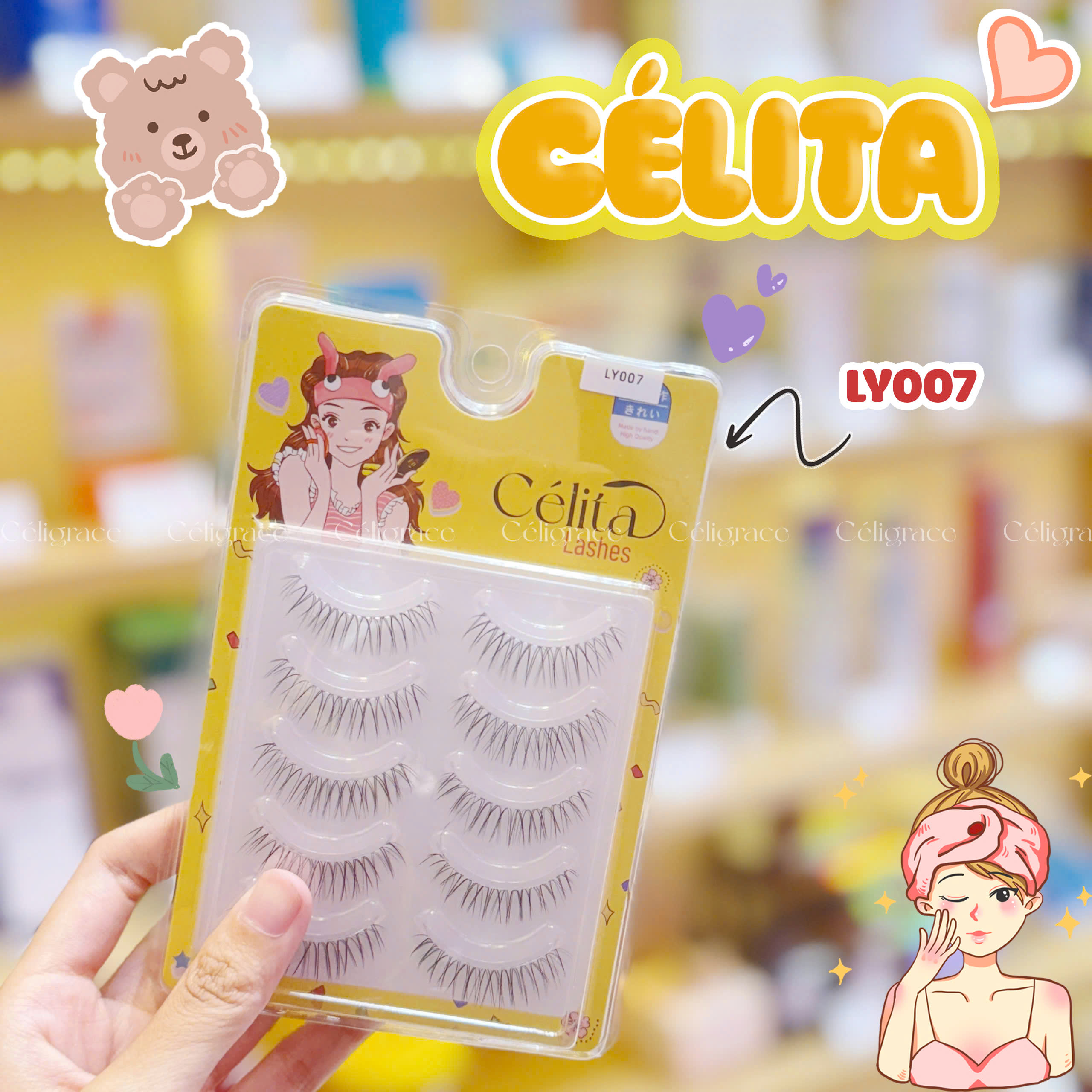 [TẶNG 10 NHẪN ĐỰNG KEO] [MI TRÊN - 5 CẶP] Mi Giả CÉLITA Gân Trong Tự Nhiên & Mềm Mại