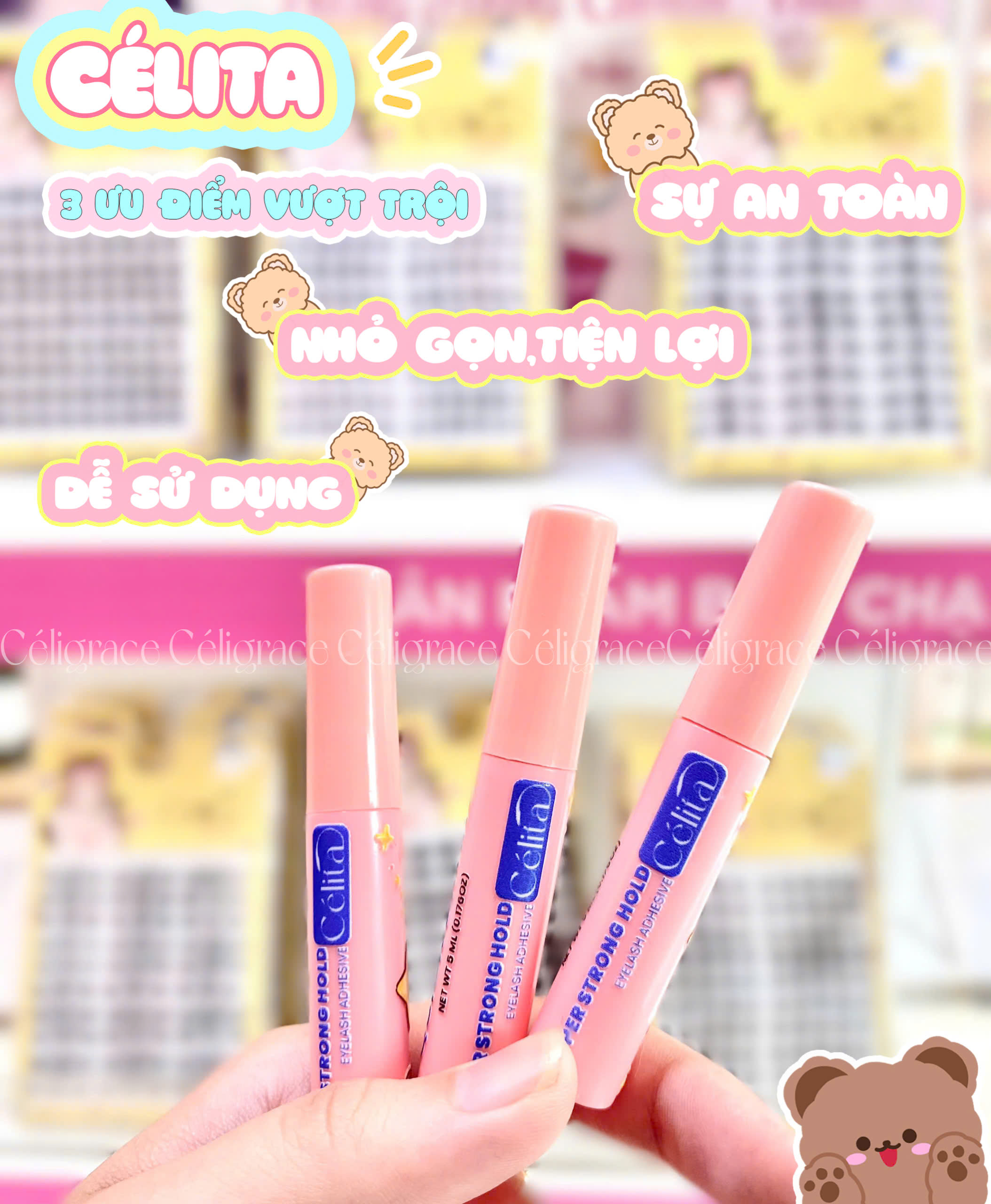 [TẶNG 10 NHẪN ĐỰNG KEO] Keo Dán Mi CÉLITA An Toàn, Nhanh Khô Lâu Trôi & Không Kích Ứng 5ml