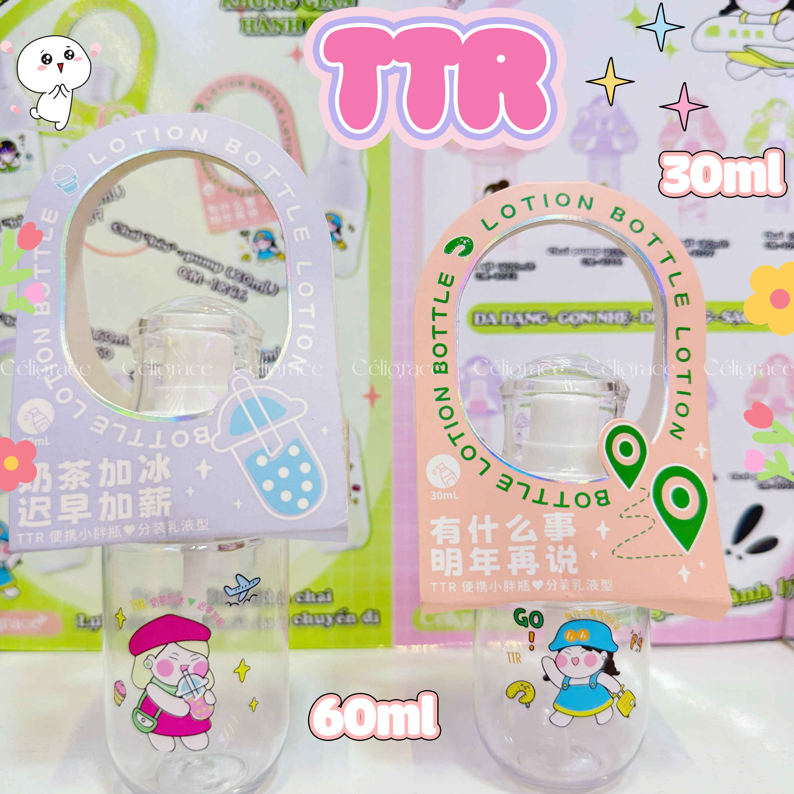 [1 CHAI] Chai Nhựa Chiết Mỹ Phẩm Tiện Lợi TTR Dạng Tròn - Đầu Pump