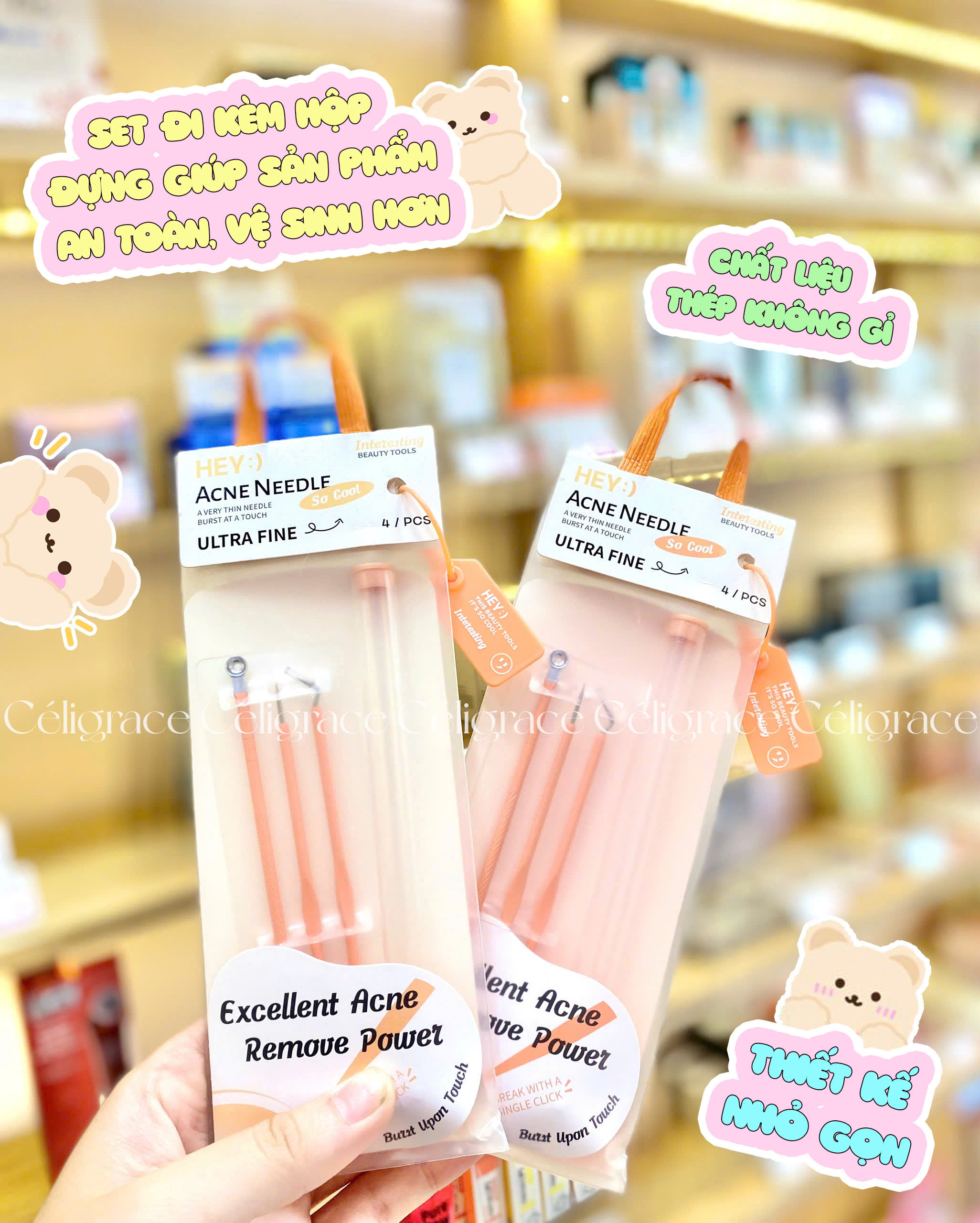 H-9003 - Set Dụng Cụ Nặn Mụn HEY Chuyên Dụng Kèm Hộp Đựng Acne Needle 36g