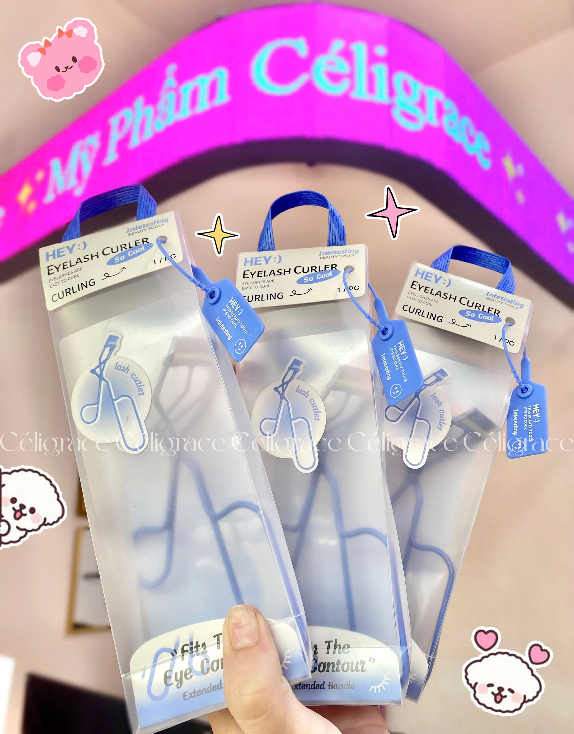H-9055 - Bấm Mi HEY Cán Dài Phong Cách Mới Long Handle Curling Eyelash Curler 47g