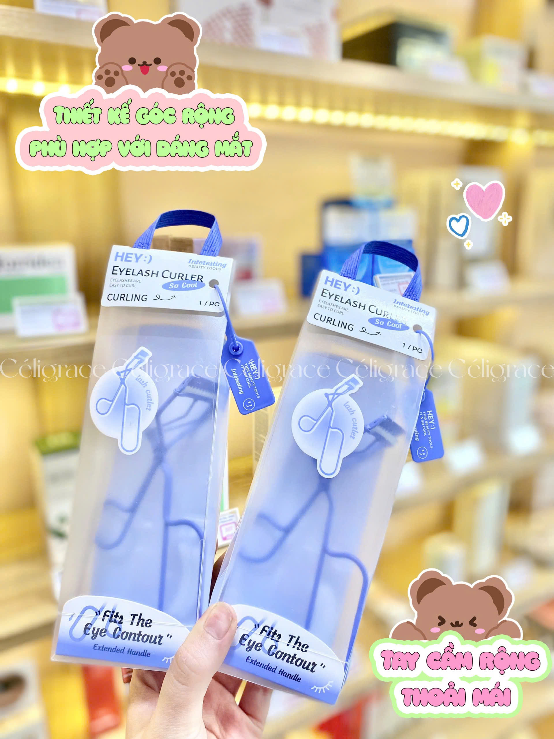 H-9055 - Bấm Mi HEY Cán Dài Phong Cách Mới Long Handle Curling Eyelash Curler 47g
