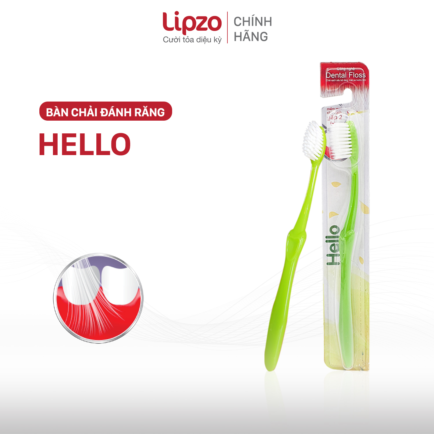 Bàn Chải Đánh Răng Lipzo Hello Vỉ Dành Cho Người Lớn Công Nghệ Lông Chỉ Tơ Nha Khoa Siêu Mảnh