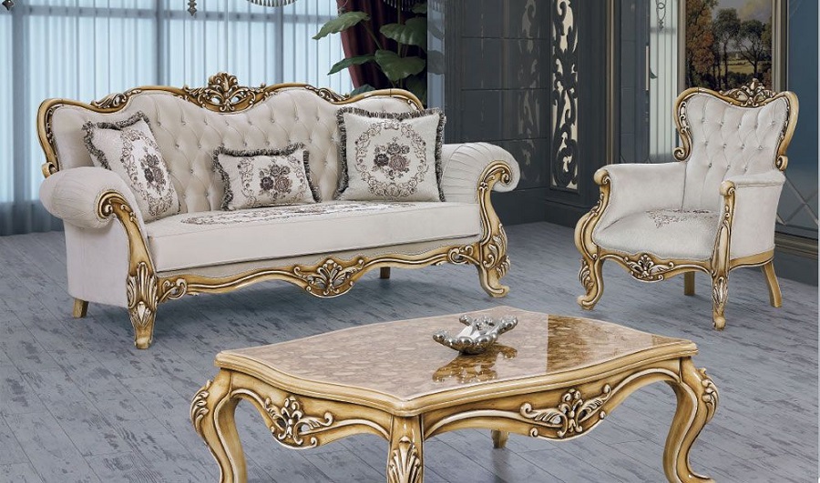 Bộ bàn ghế inox mạ vàng