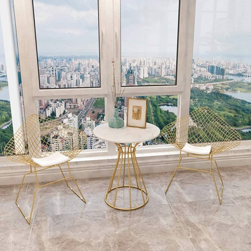 Bộ bàn ghế decor inox mạ vàng