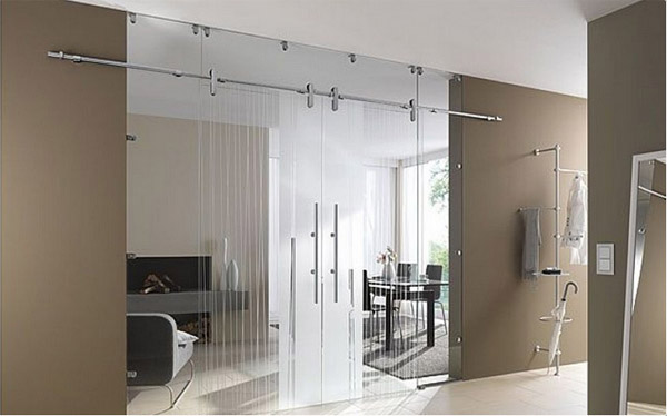 Cửa kính cường lực mở trượt treo