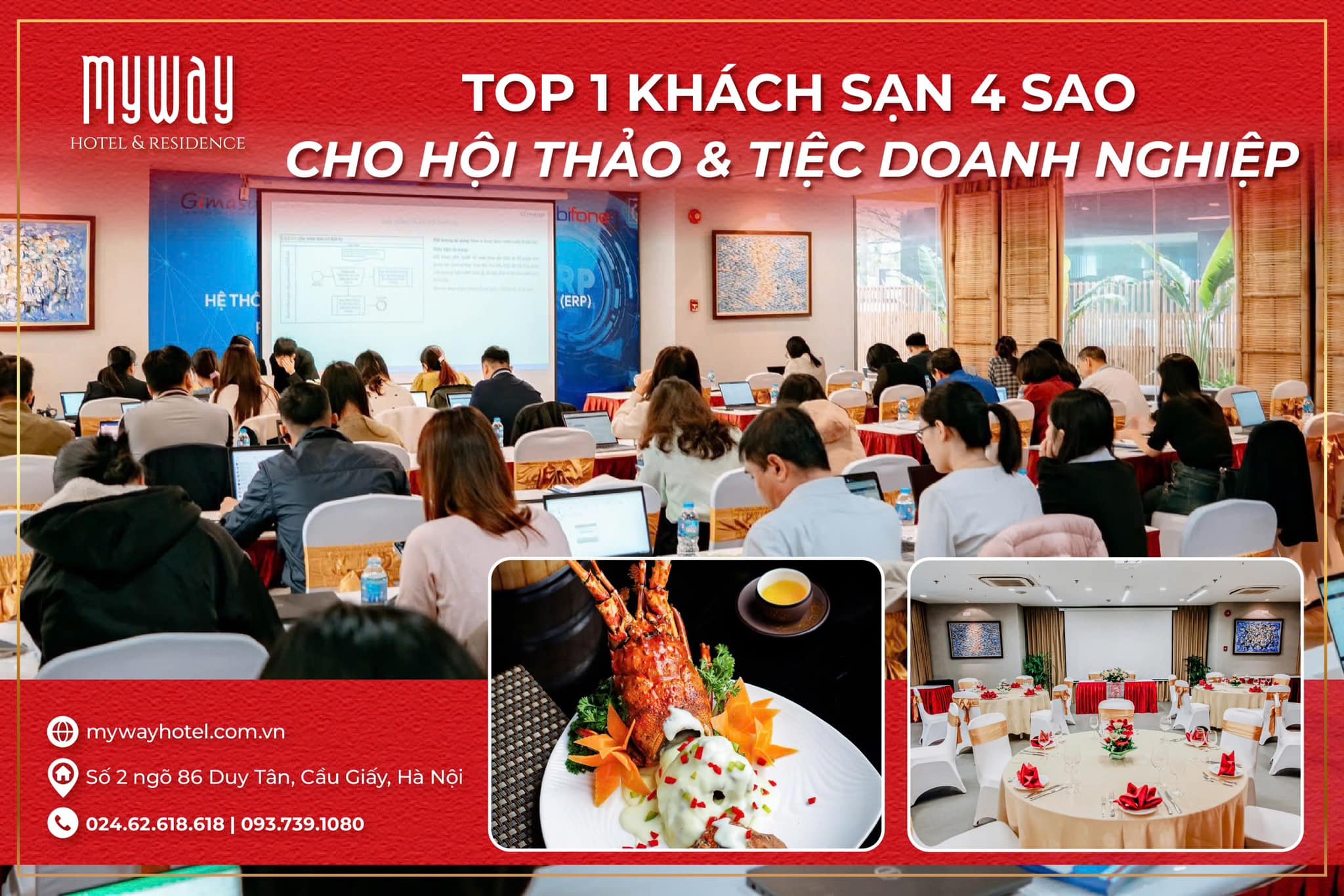 Khách sạn tổ chức hội thảo & tiệc doanh nghiệp hàng đầu tại Cầu Giấy – My Way Hotel & Residence