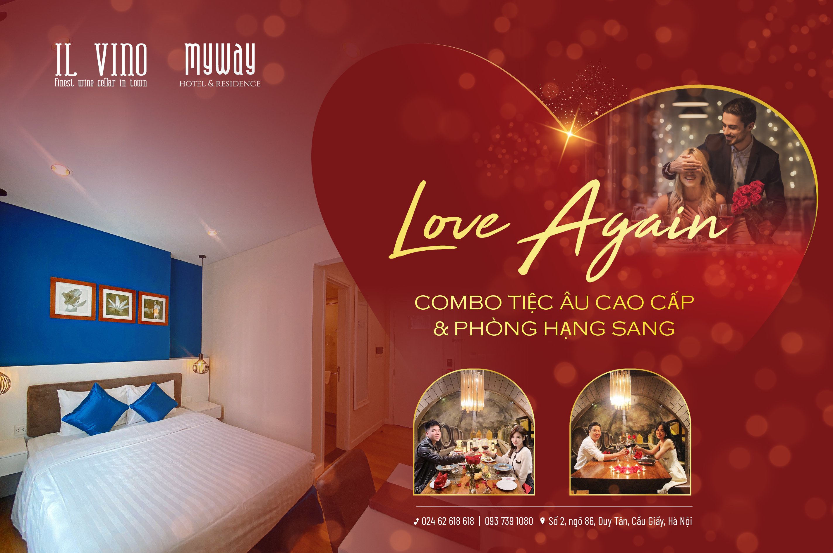 LOVE AGAIN - COMBO PHÒNG KHÁCH SẠN VÀ TIỆC ÂU CAO CẤP DÀNH CHO TÌNH NHÂN