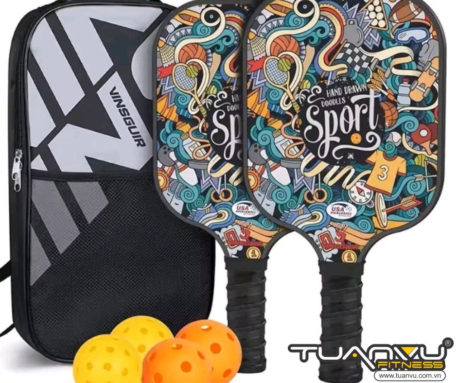 Bộ 2 vợt Pickleball họa tiết Graffiti kèm túi và 4 bóng
