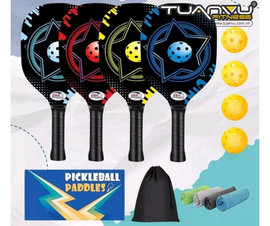 Bộ 4 vợt Pickleball Paddles kèm Khăn và 4 Bóng