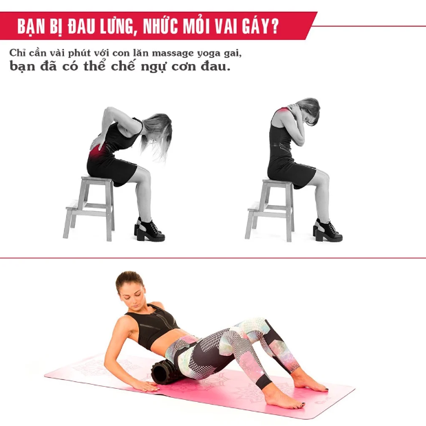 Con lăn massage tập yoga gai 60cm