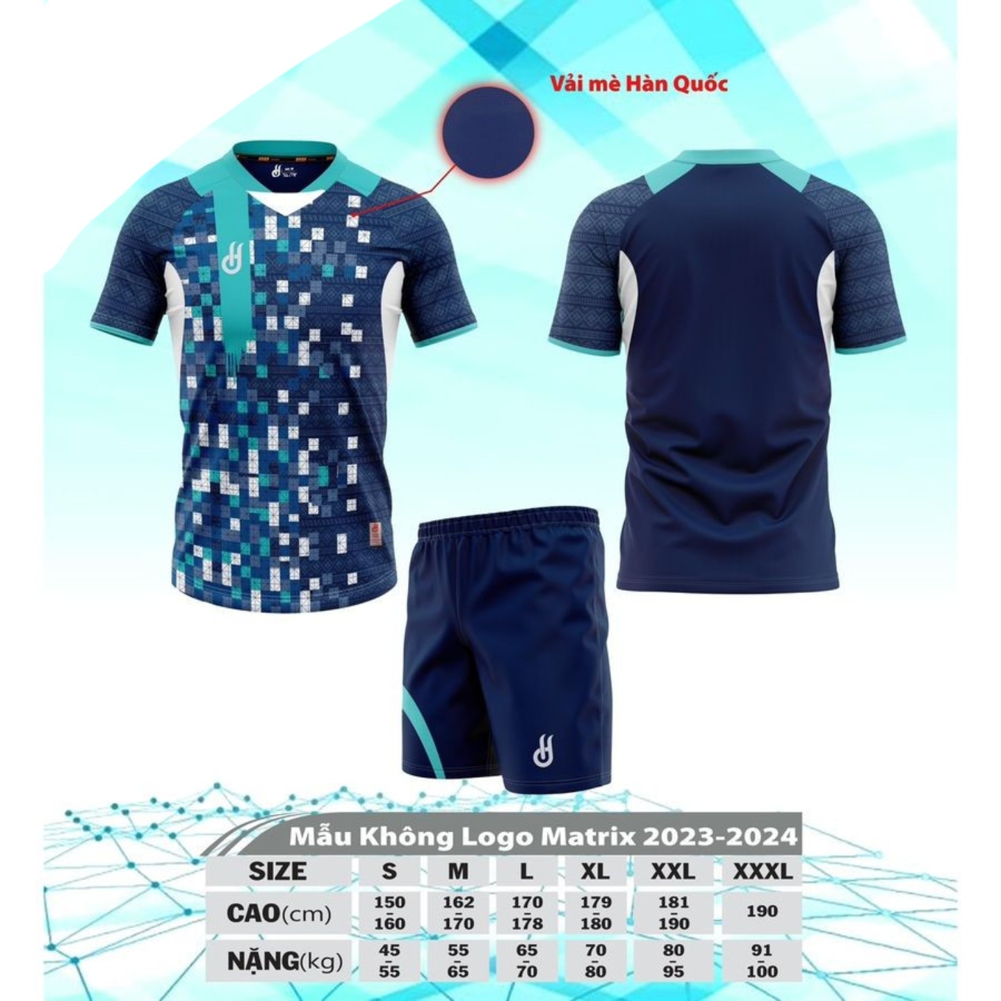 Quần áo đá bóng mẫu không logo