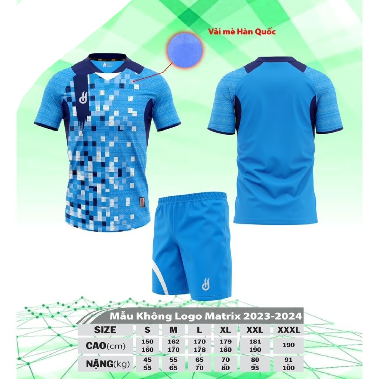 Quần áo đá bóng mẫu không logo
