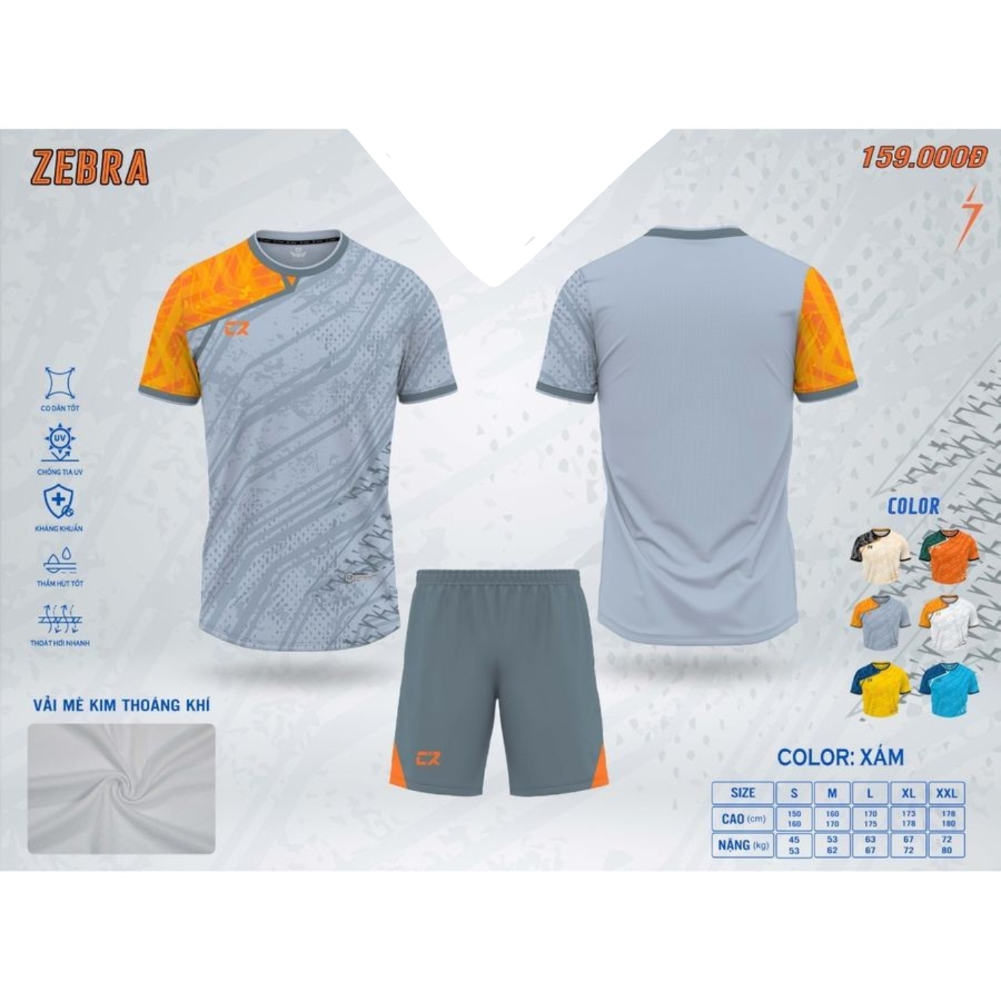 Quần áo đá bóng Zebra