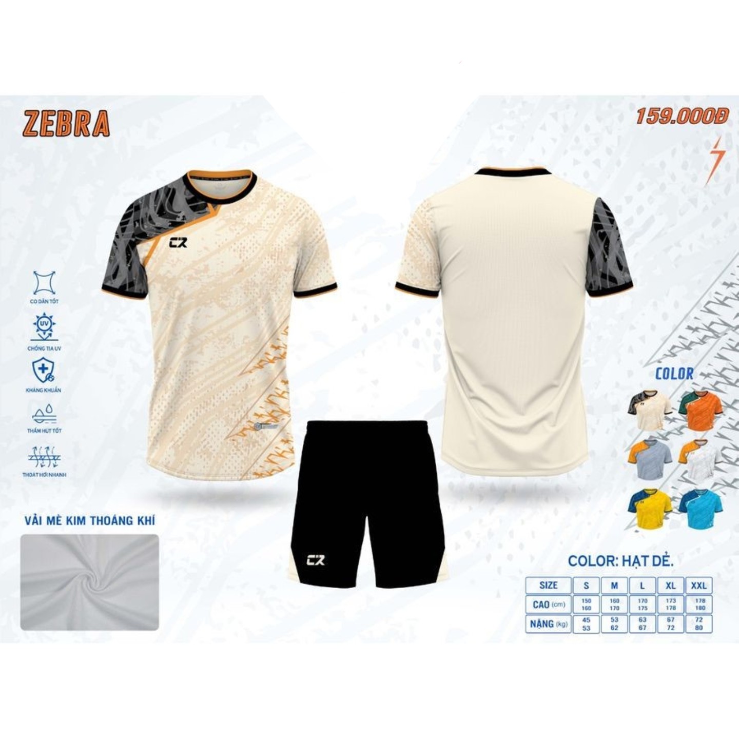 Quần áo đá bóng Zebra