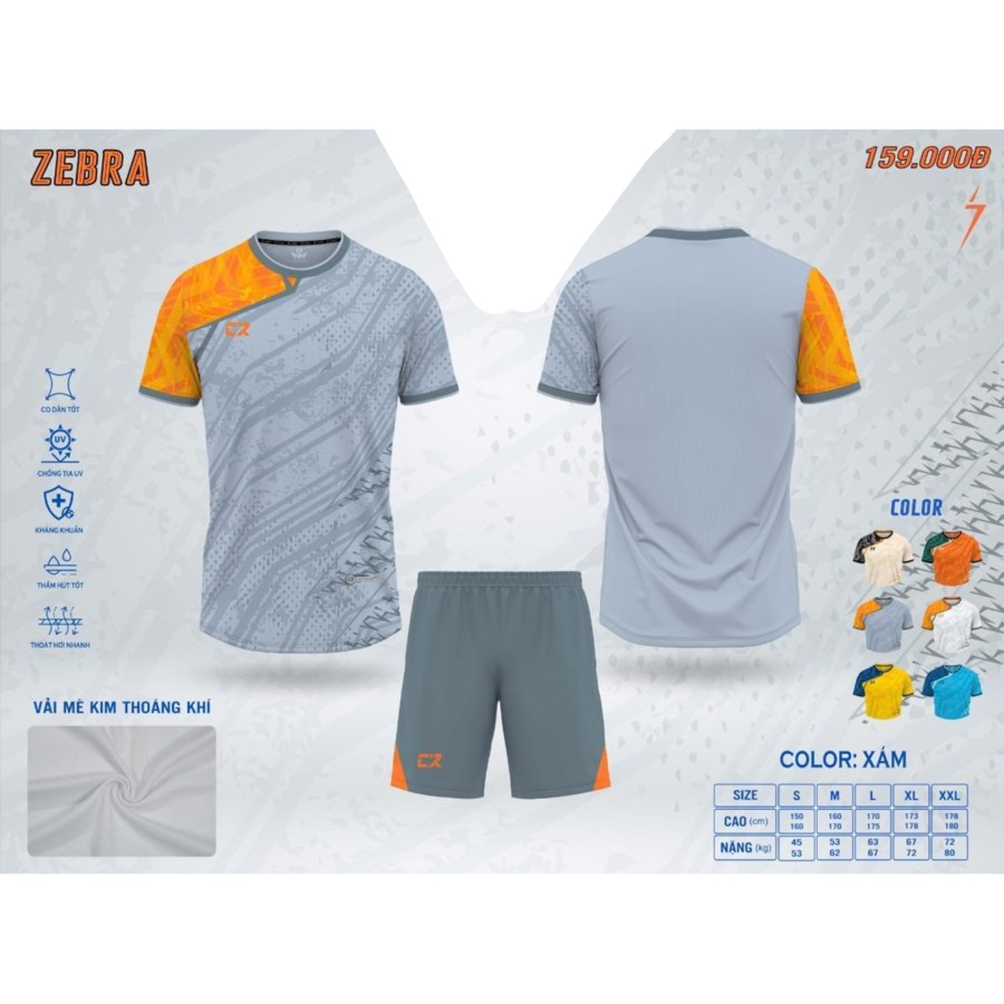 Quần áo đá bóng Zebra