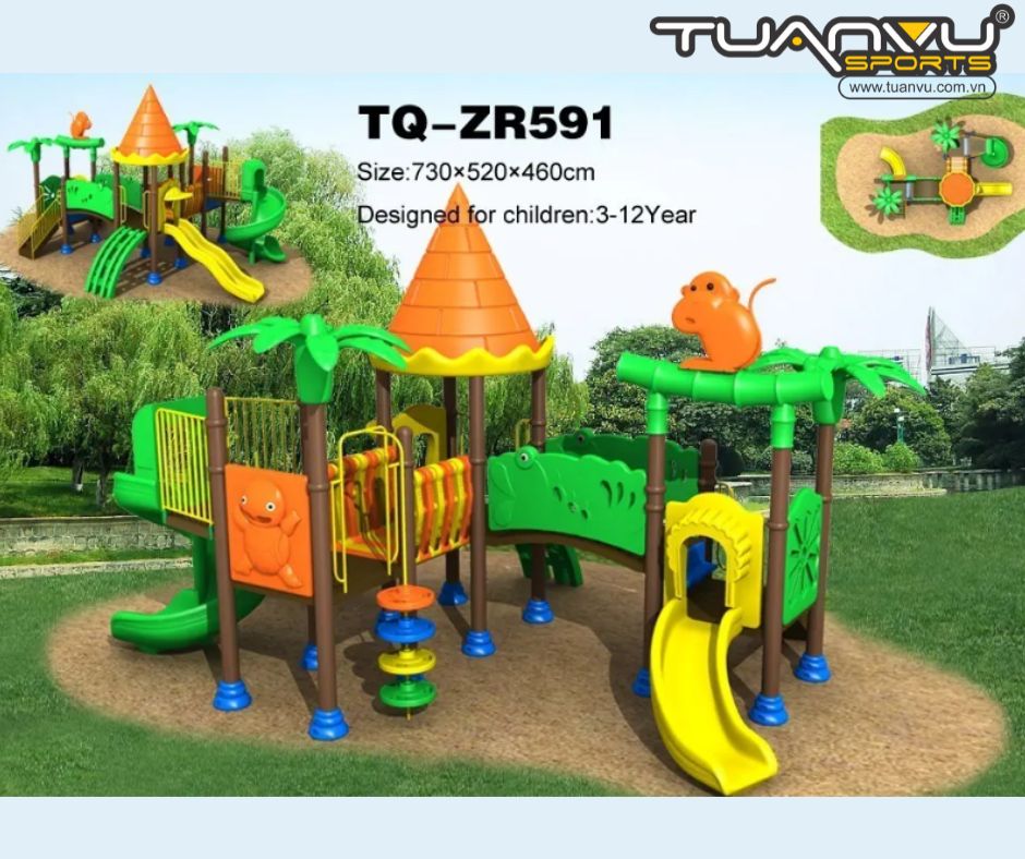 Sân chơi ngoài trời mầm non Jungle Series 2 tầng