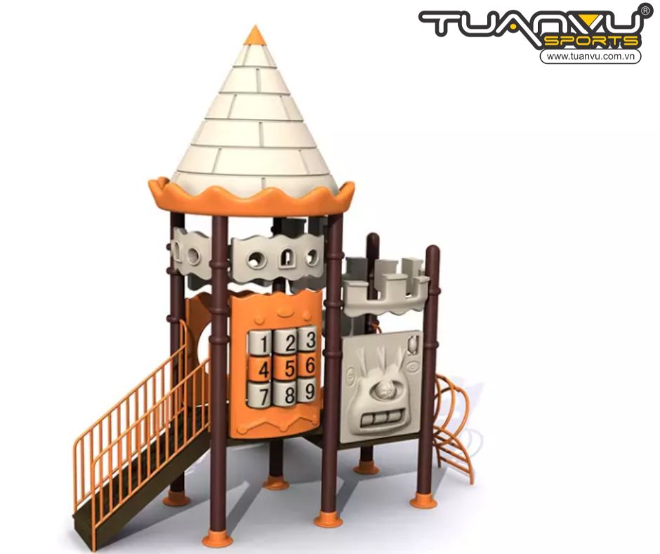 Sân chơi ngoài trời mầm non lâu đài Halloween sân sau