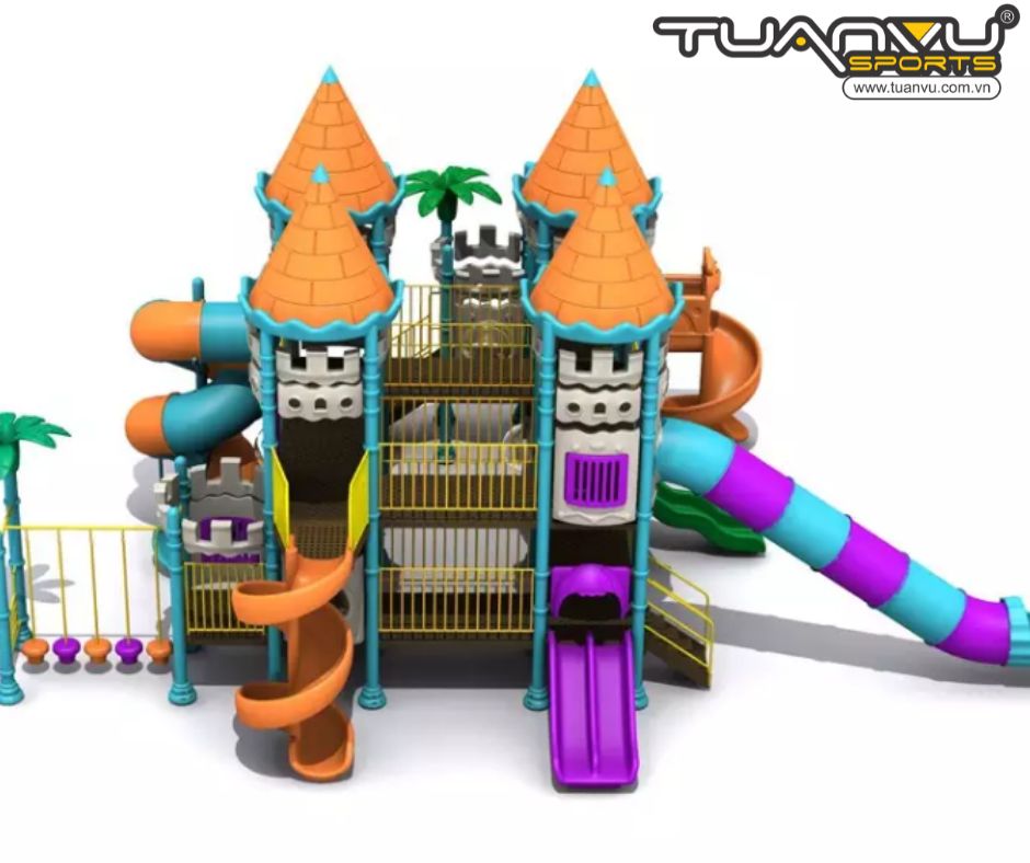 Sân chơi ngoài trời mầm non lâu đài KP-CB103