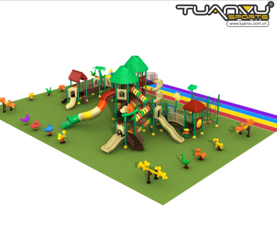 Thiết kế sân chơi 3 tầng mầm non