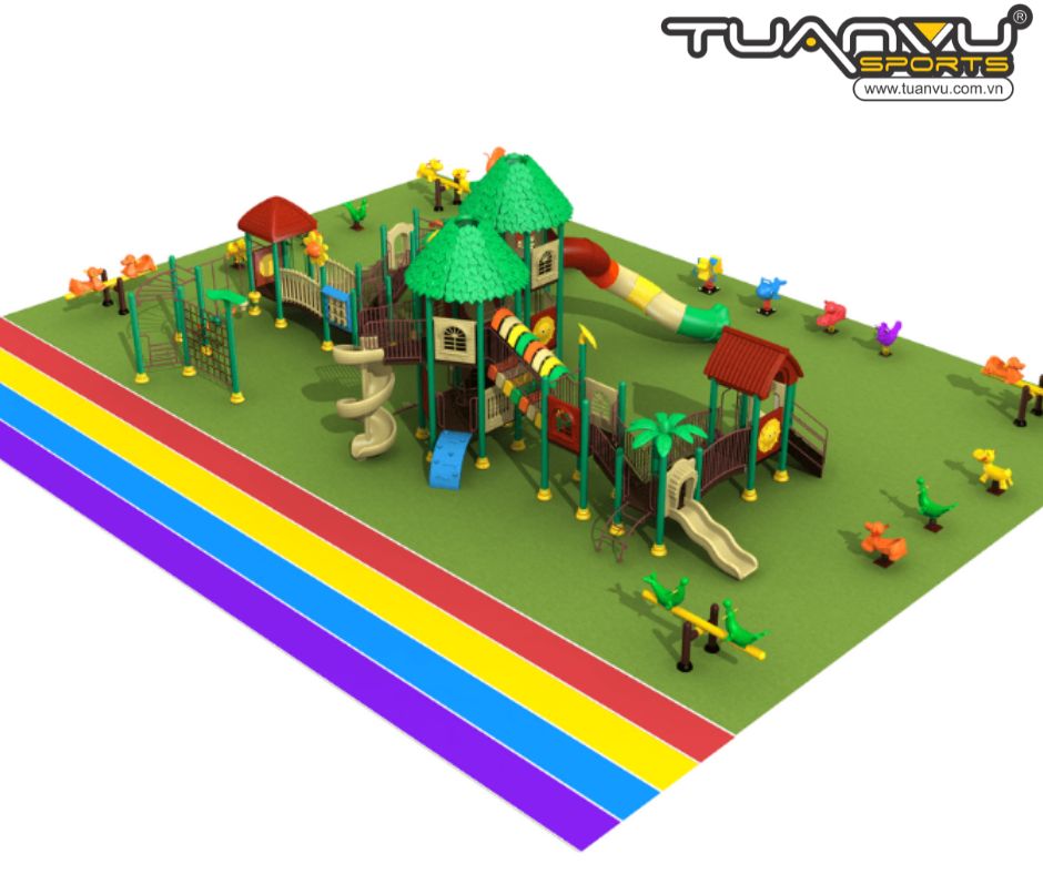 Thiết kế sân chơi 3 tầng mầm non