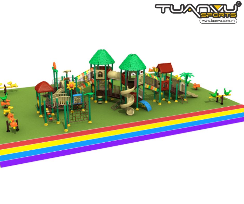Thiết kế sân chơi 3 tầng mầm non