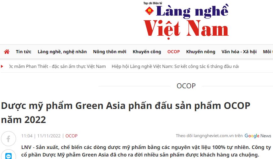 Green Asia - Thương hiệu tiên phong công nghiệp Mỹ Phẩm Sạch Hải Dương