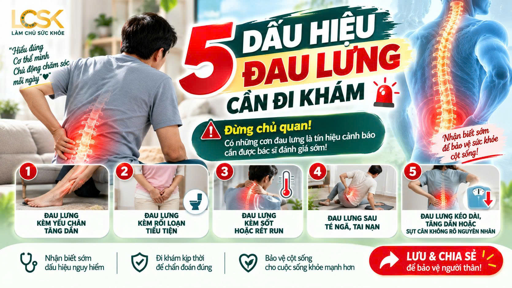5 DẤU HIỆU ĐAU LƯNG CẦN ĐI KHÁM – ĐỪNG CHỦ QUAN!