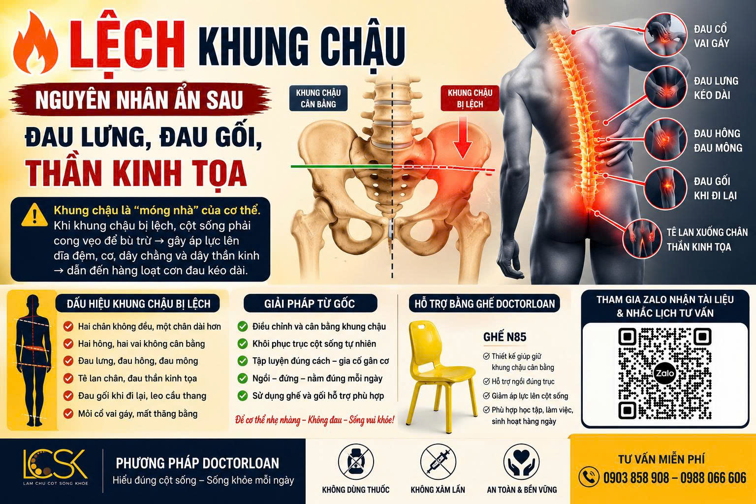 LỆCH KHUNG CHẬU – “THỦ PHẠM” GÂY ĐAU TOÀN THÂN