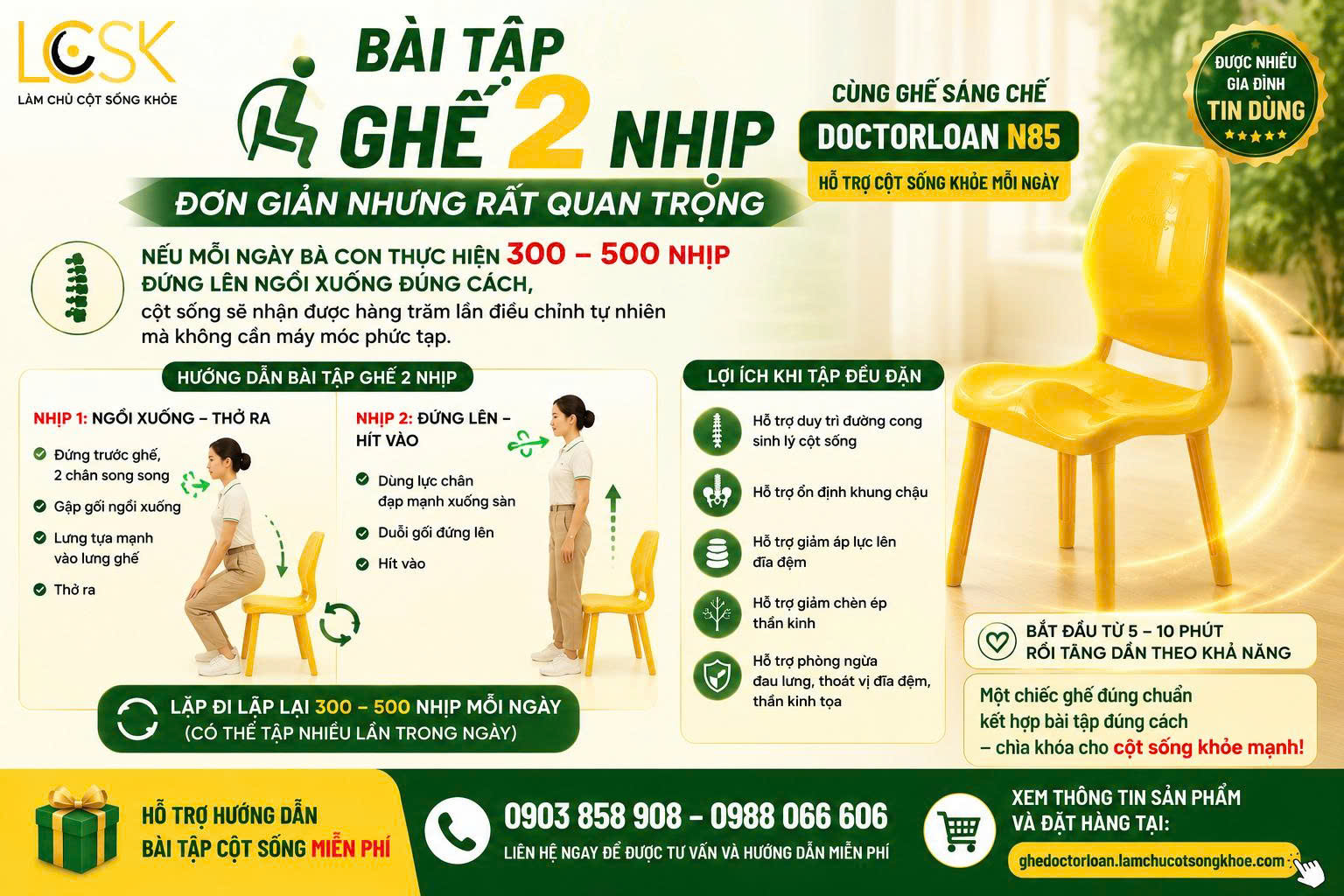 🪑 BÀI TẬP GHẾ 2 NHỊP – ĐƠN GIẢN NHƯNG RẤT QUAN TRỌNG
