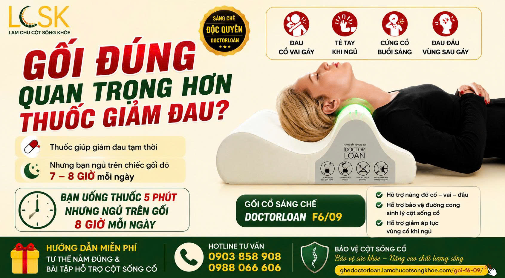 GỐI ĐÚNG QUAN TRỌNG HƠN THUỐC GIẢM ĐAU?