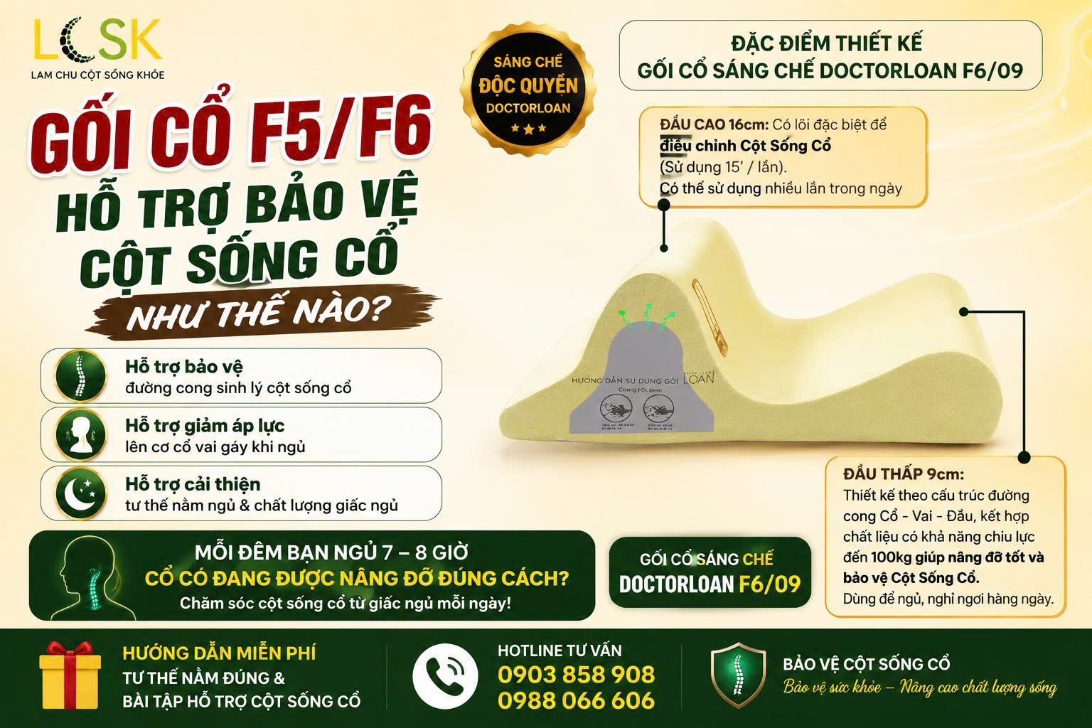 GỐI CỔ F5/F6 HỖ TRỢ BẢO VỆ CỘT SỐNG CỔ NHƯ THẾ NÀO?