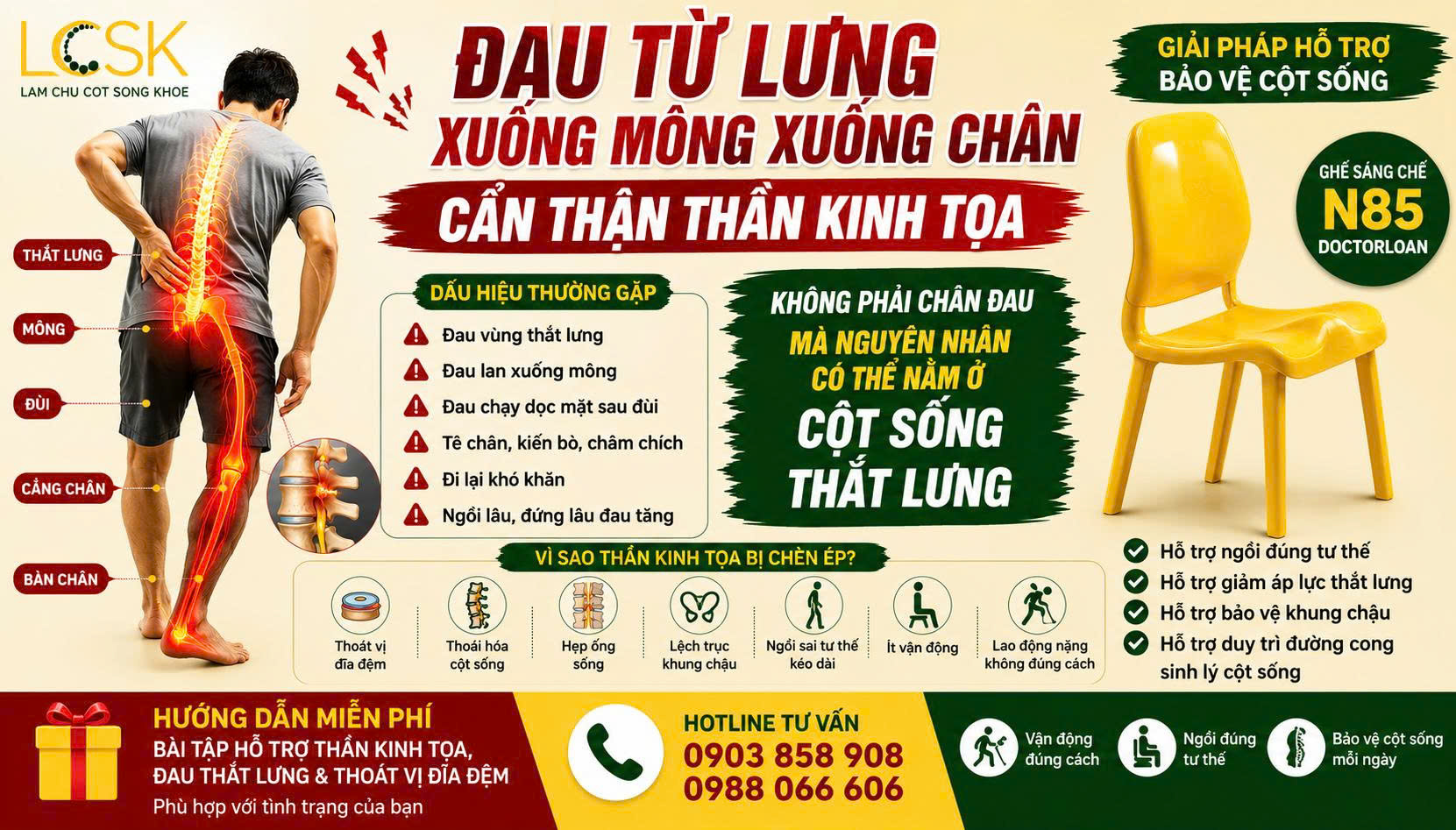 ĐAU TỪ LƯNG XUỐNG MÔNG XUỐNG CHÂN – CẨN THẬN THẦN KINH TỌA