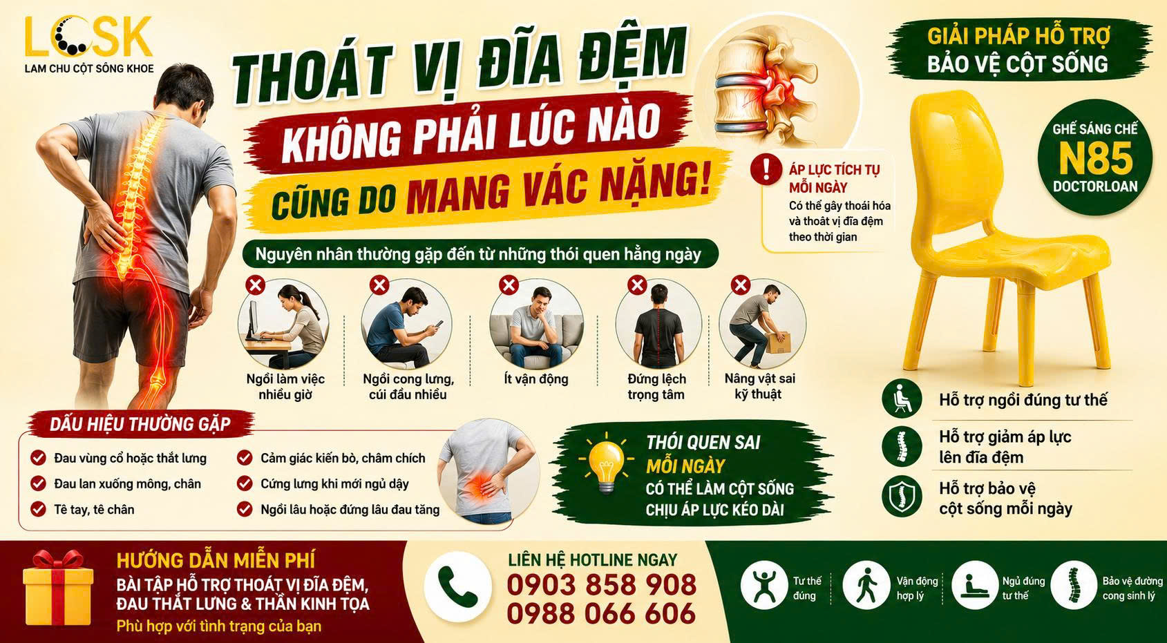 THOÁT VỊ ĐĨA ĐỆM KHÔNG PHẢI LÚC NÀO CŨNG DO MANG VÁC NẶNG