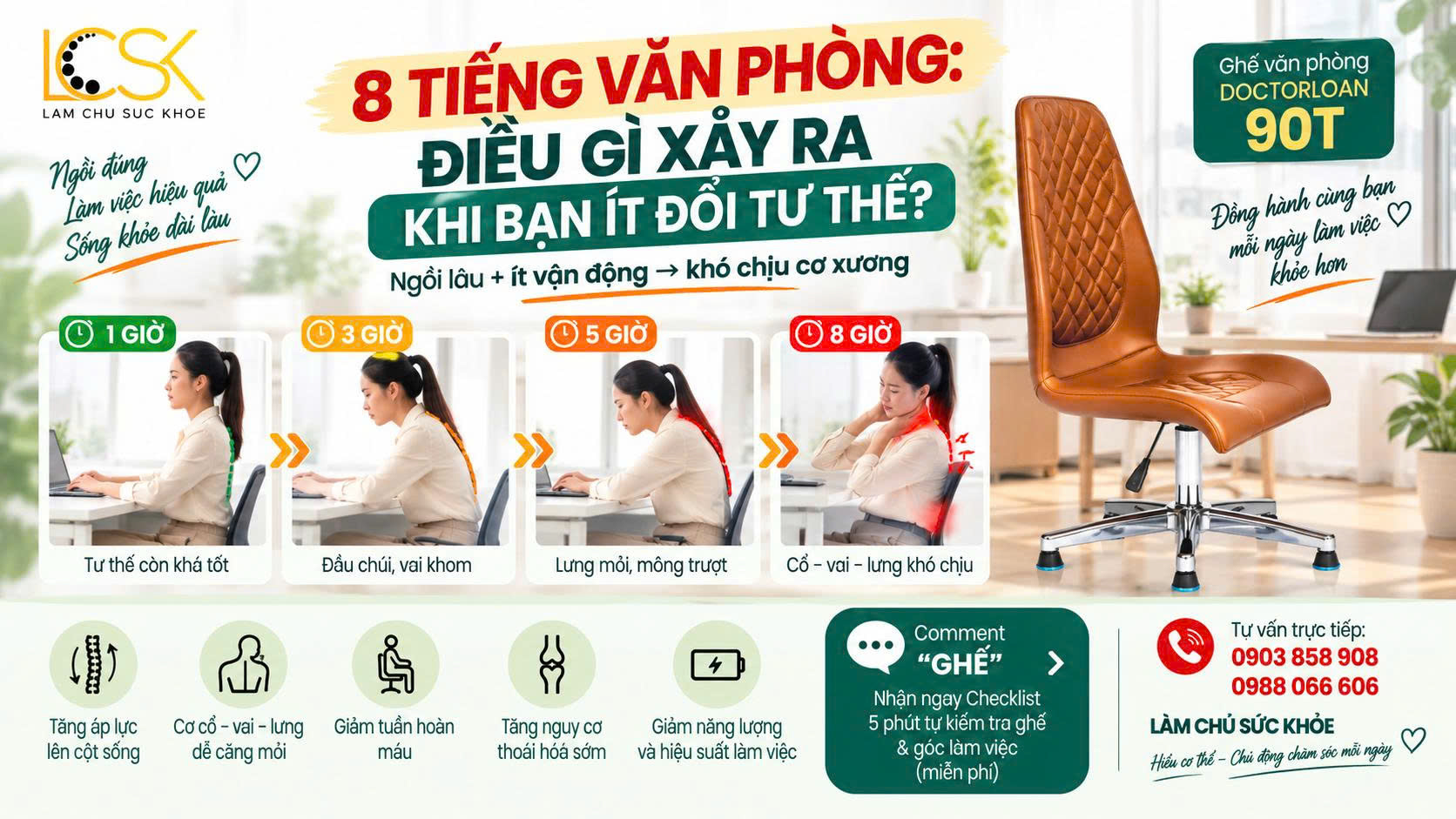 💻 8 TIẾNG VĂN PHÒNG: ĐIỀU GÌ XẢY RA KHI BẠN ÍT ĐỔI TƯ THẾ?