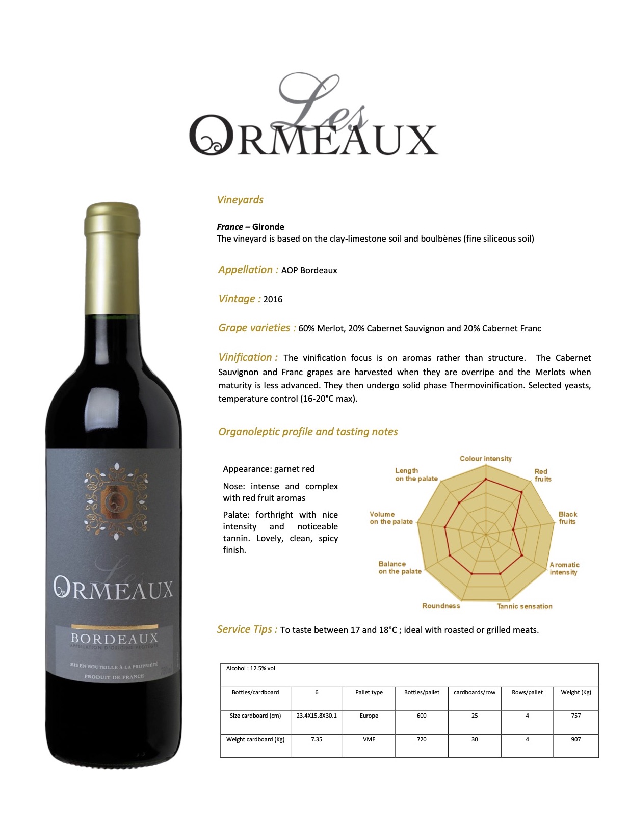 U6 - LES ORMEAUX 2016 red - BORDEAUX AOP