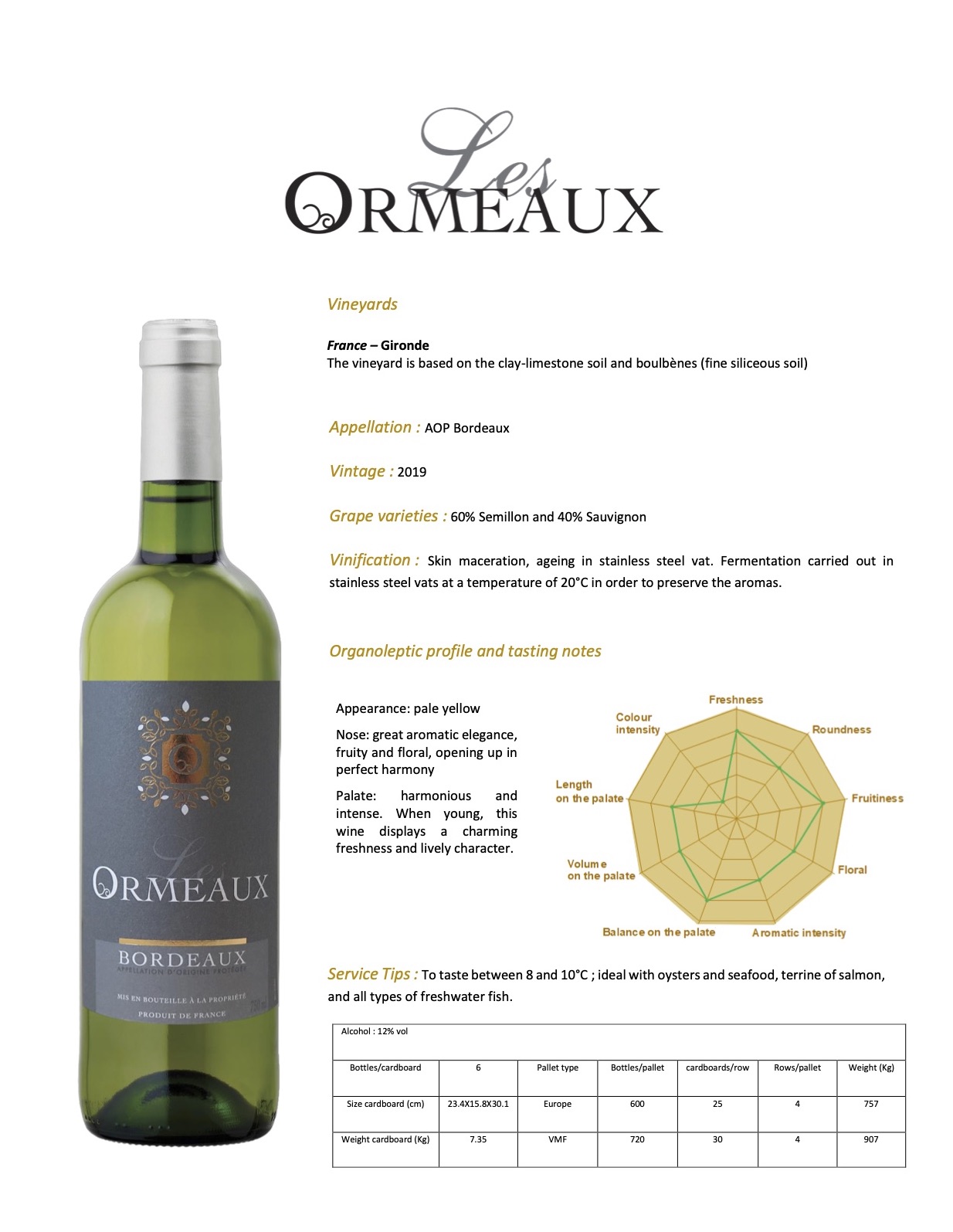 U7 - LES ORMEAUX white 2019 - BORDEAUX AOP