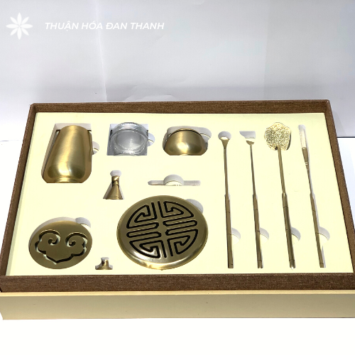 BỘ DỤNG CỤ ĐỐT BỘT TRẦM, BỘT ĐÀN HƯƠNG BẰNG ĐỒNG
